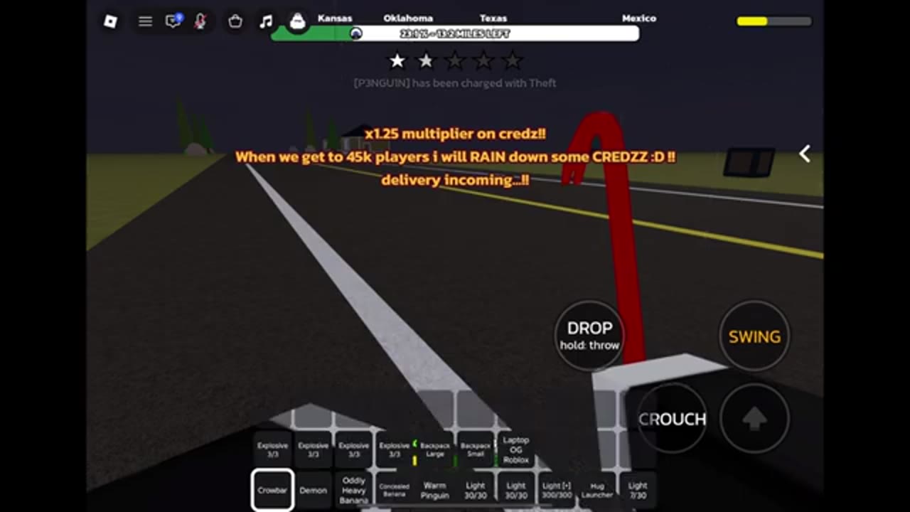 x1.25 Credz multiplier and delivery incoming admin broadcast on highway