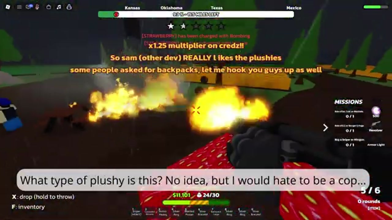 Developer orange chat about plushies and backpacks during admin abuse