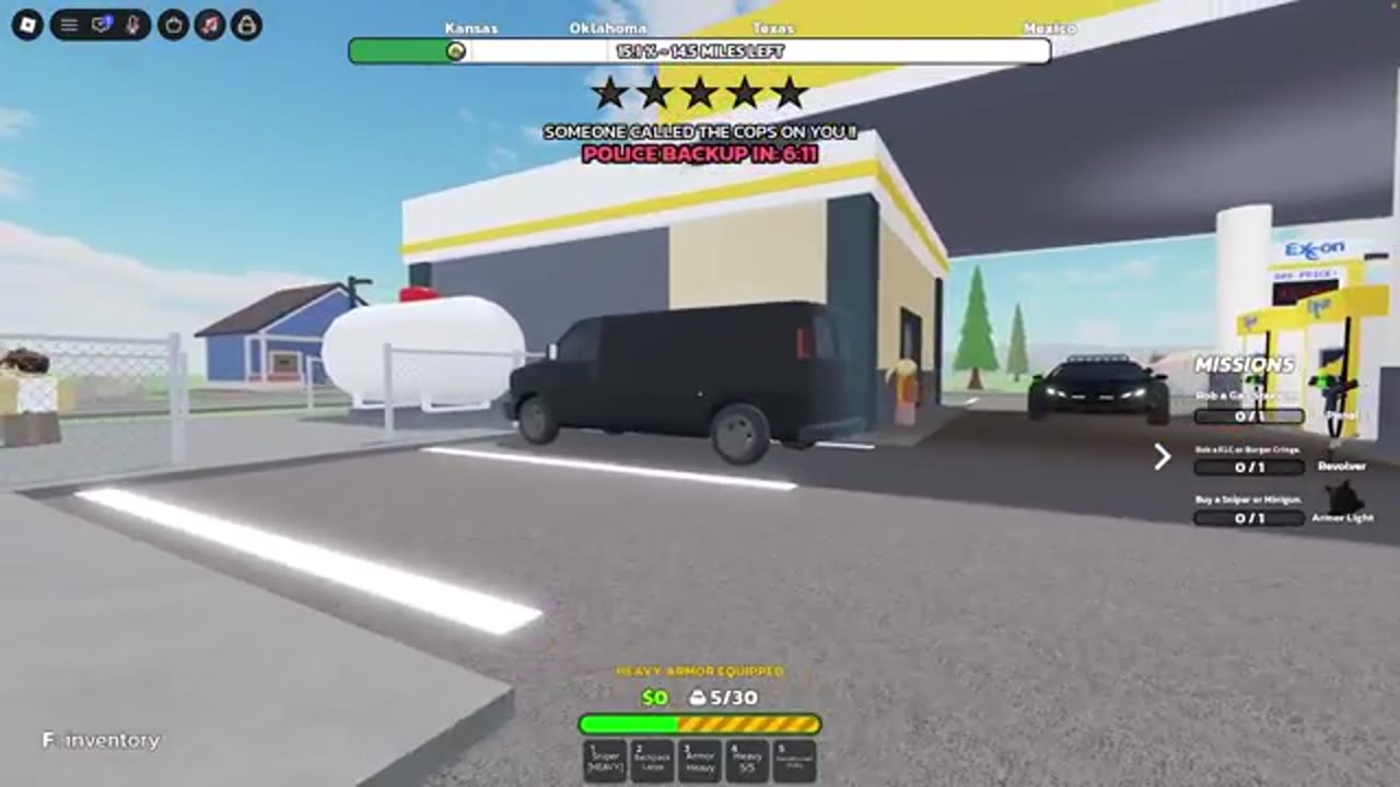 Black smuggling van parked at Exon gas station lot in RUNAWAYS