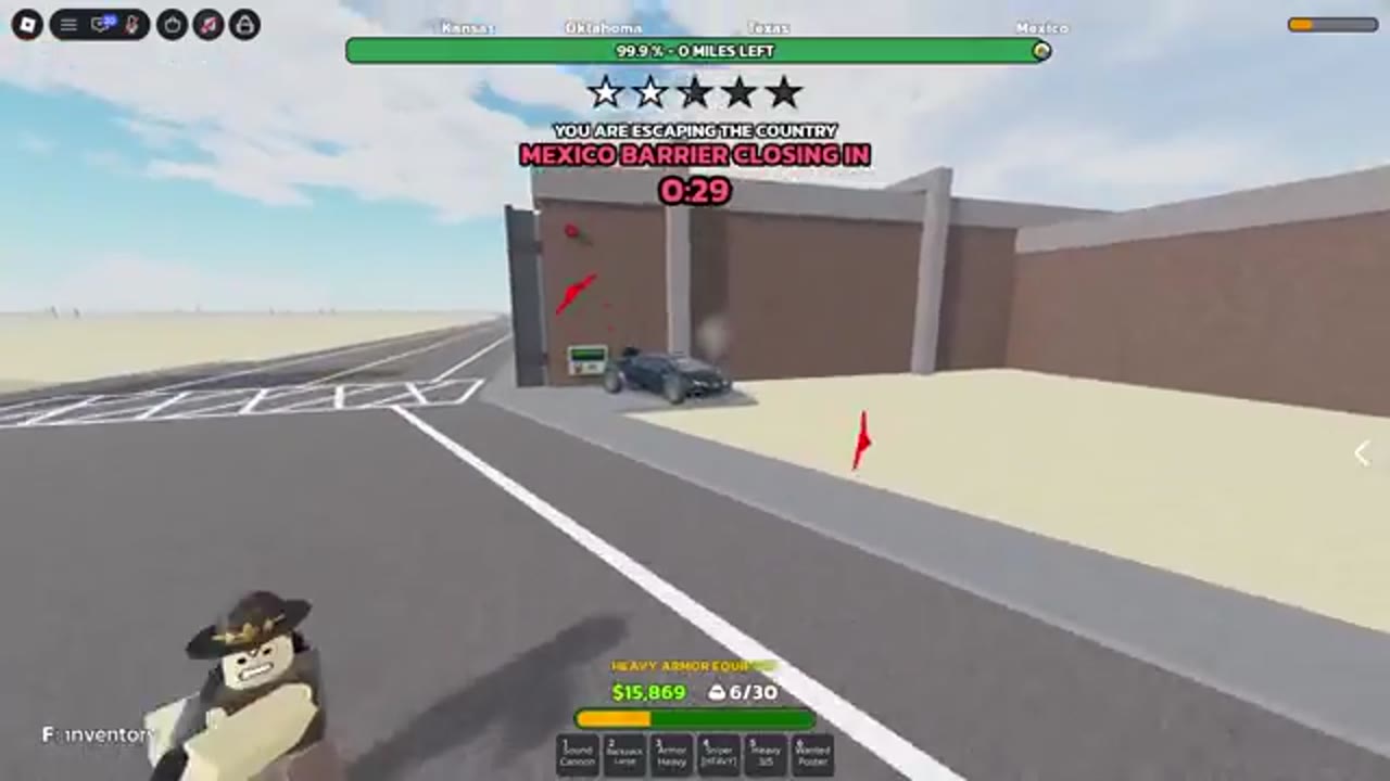 Mexico barrier closing timer at 99.9 percent escape with five-star heat