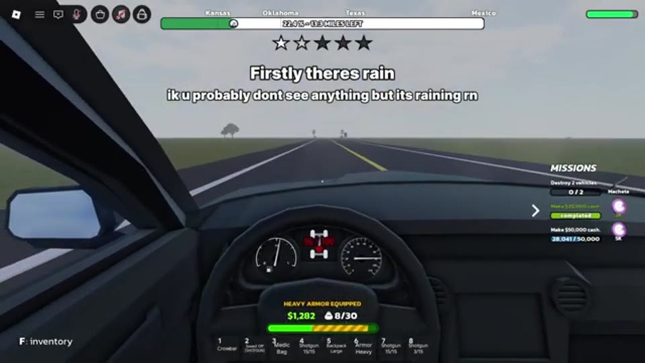Independent creator highway drive under rain with gray overcast sky